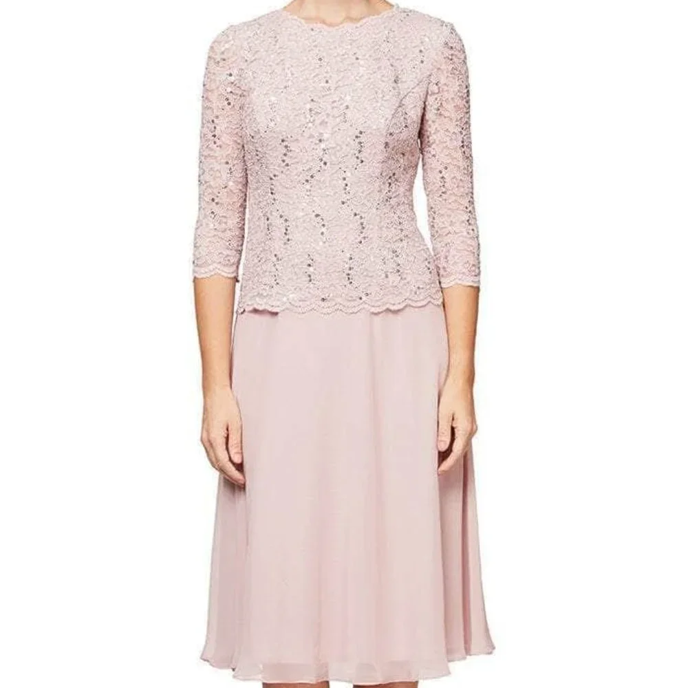 Alex Evenings 2121796 Cocktail Dress Shell Pink size 14P